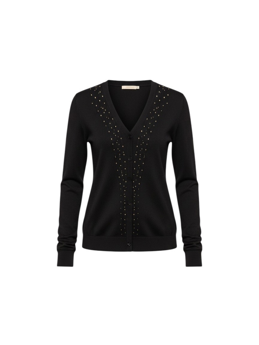 Dana Buchman Black Gold Studded V-Neck Cardigan